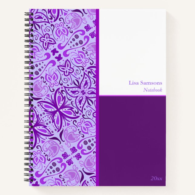 Carnet Purple Butterflies Custom Notebook  (Devant)