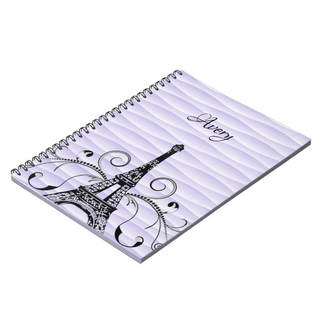 Carnet Purple Eiffel Tower Flourish Notebook (Côté gauche)