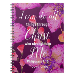Carnet Purple Floral Philippians 4:13 Bible