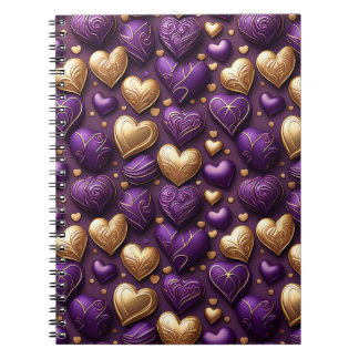 CARNET PURPLE & GOLD VALENTINE COEUR CANDIDES