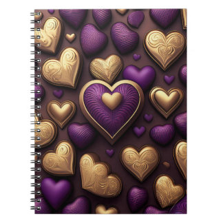 CARNET PURPLE & GOLD VALENTINE COEUR CANDIDES