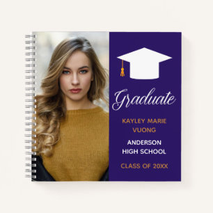 Carnet Purple Graduate Photo Autograph Graduation Invité