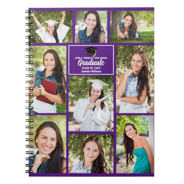 Carnet Purple Graduate Photo Collage 2023 Graduation Cade (Devant)
