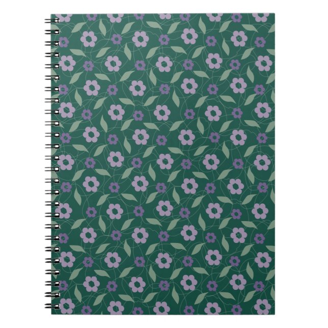 Carnet purple & green floral notebook (Devant)