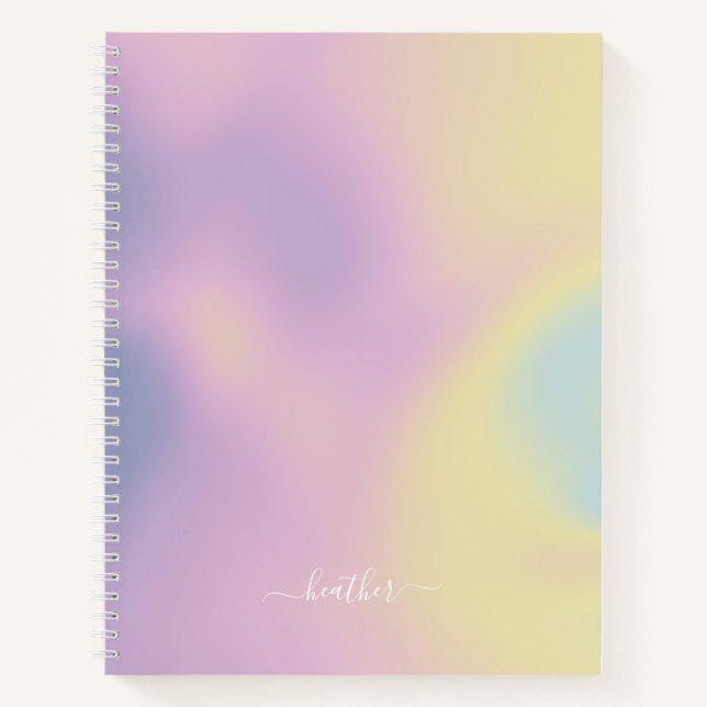 Carnet Purple Holographique Dégradé Ombré Élégant Script (Devant)
