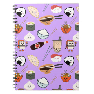 Carnet Purple Kawaii Ramen et Sushi Friends
