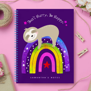 Carnet Purple mignonne Sloth sur arc-en-ciel Ne vous dépê