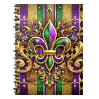 CARNET PURPLE OR VERT MARDI GRAS FLEUR DE LIS