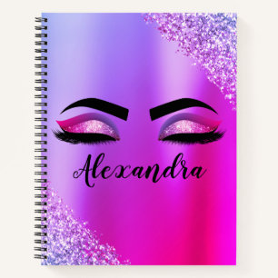 Carnet Purple Pink Monogram Glitter Eyelashes