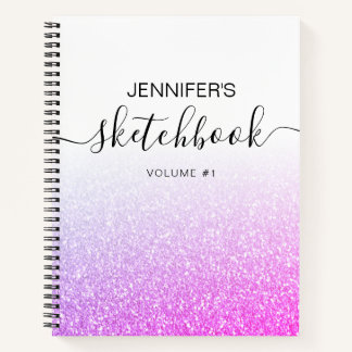 Carnet Purple Pink Parties scintillant Girl Ombre Nom du 