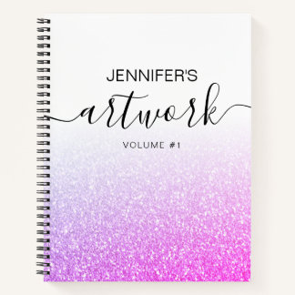 Carnet Purple Pink Parties scintillant Girl Ombre Nom du 