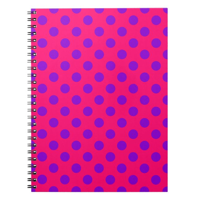Carnet Purple polka dots on cerise (Devant)