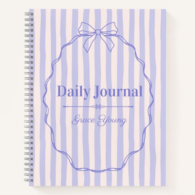 Carnet Purple Ribbon Elegant Personalized Name Custom (Devant)