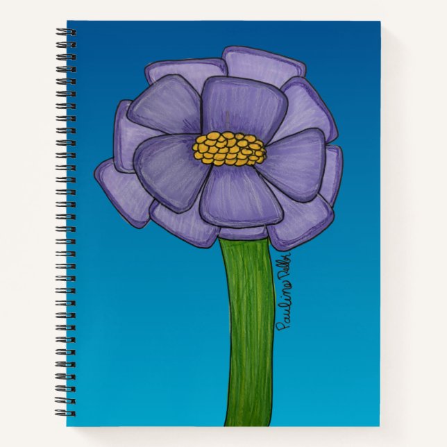 Carnet Purple Square Flower with Blue background (Devant)