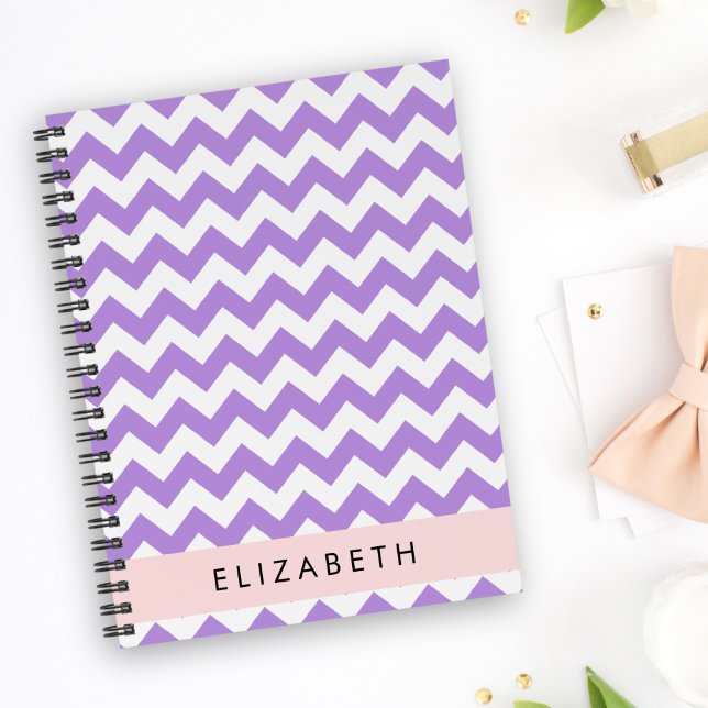 Carnet Purple Zigzag, Purple Chevron, Votre Nom (Créateur téléchargé)