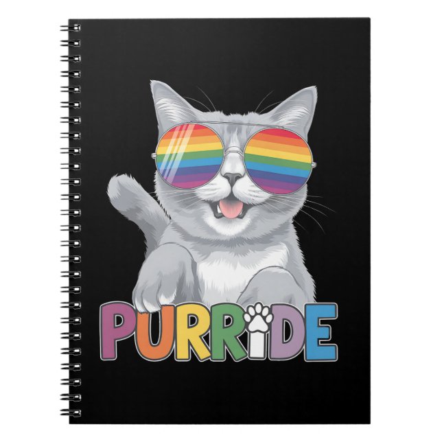 Carnet Purride Chat Lunettes de soleil Gay pride Rainbow  (Devant)