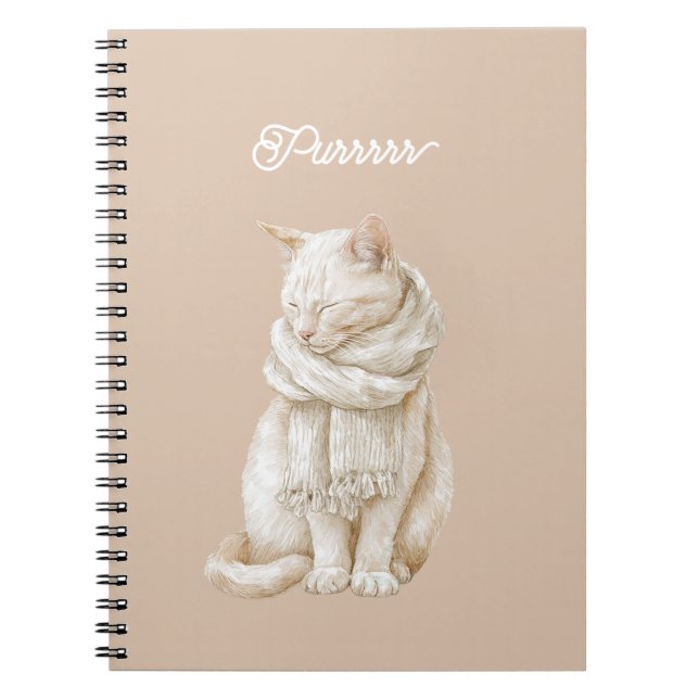 Carnet Purring Cream White Cat (Devant)