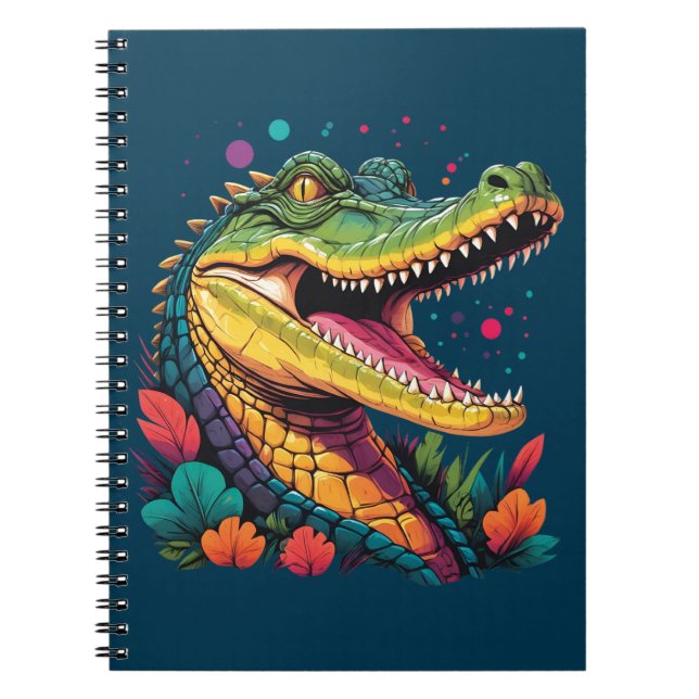 Carnet Puzzle de portrait crocodile coloré (Devant)
