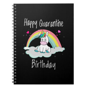 Carnet Quarantine Birthday Unicorn rainbow