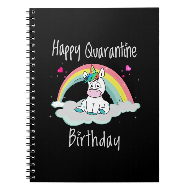 Carnet Quarantine Birthday Unicorn rainbow (Devant)