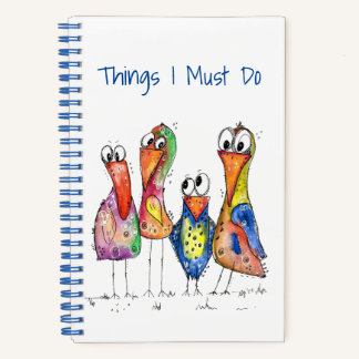 Carnet Quatre Beaux Oiseaux Whimsical Colorés