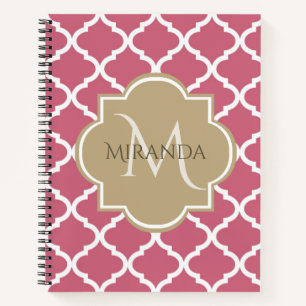 Carnet Quatrefeuille Rose Clair Avec Monogramme Féminin e