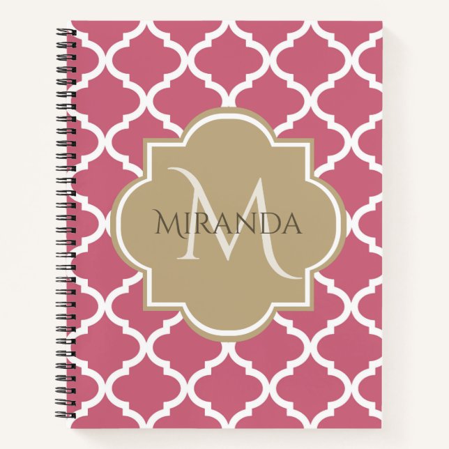 Carnet Quatrefeuille Rose Clair Avec Monogramme Féminin e (Devant)