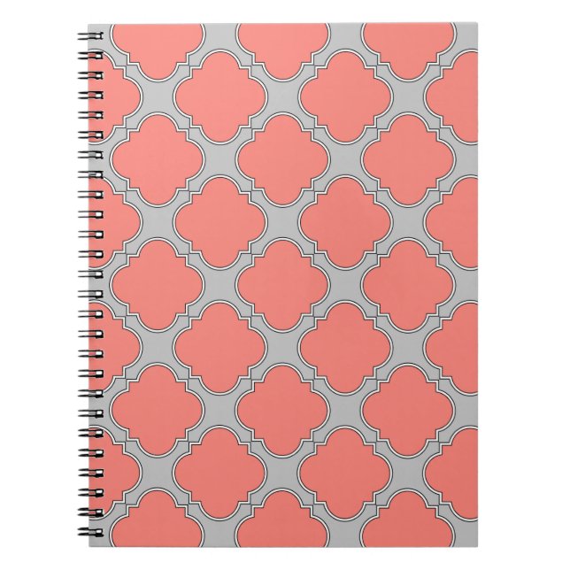 Carnet Quatrefoil corail et gris (Devant)