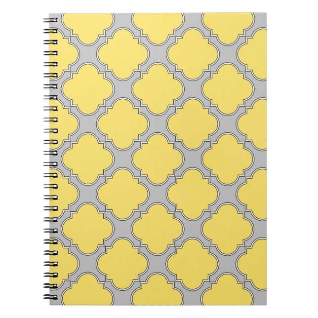 Carnet Quatrefoil jaune et gris (Devant)