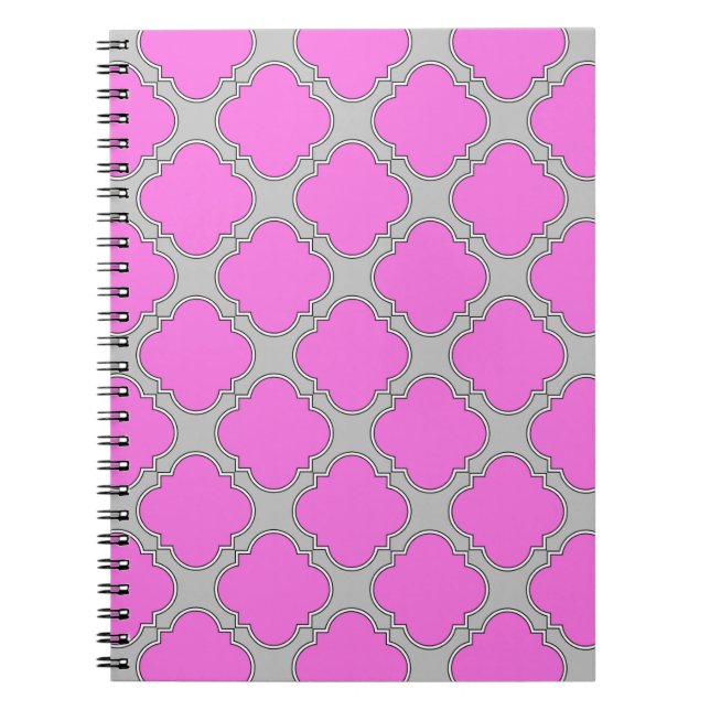 Carnet Quatrefoil rose et gris (Devant)