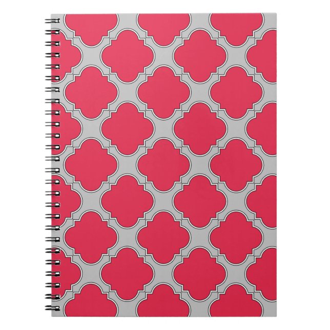 Carnet Quatrefoil rouge et gris (Devant)