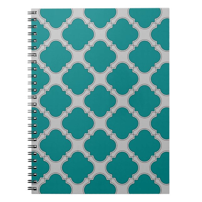 Carnet Quatrefoil teal and gray (Devant)