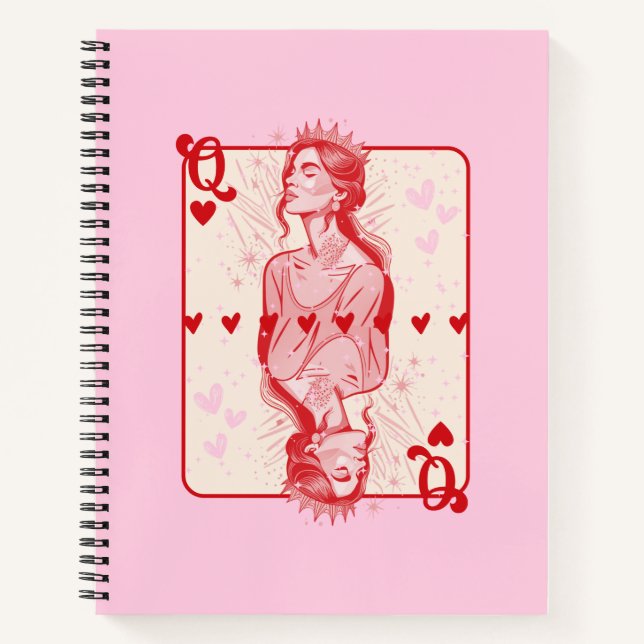 Carnet Queen of Hearts Pink Preppy Art (Devant)