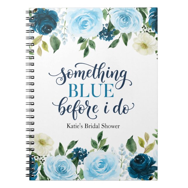 Carnet Quelque Chose de Bleu Avant de Faire Navy Floral (Devant)