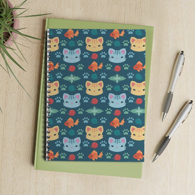 Carnet Qu'est-ce qui est cool, Kitty Cat en bleu et jaune (Créateur téléchargé)
