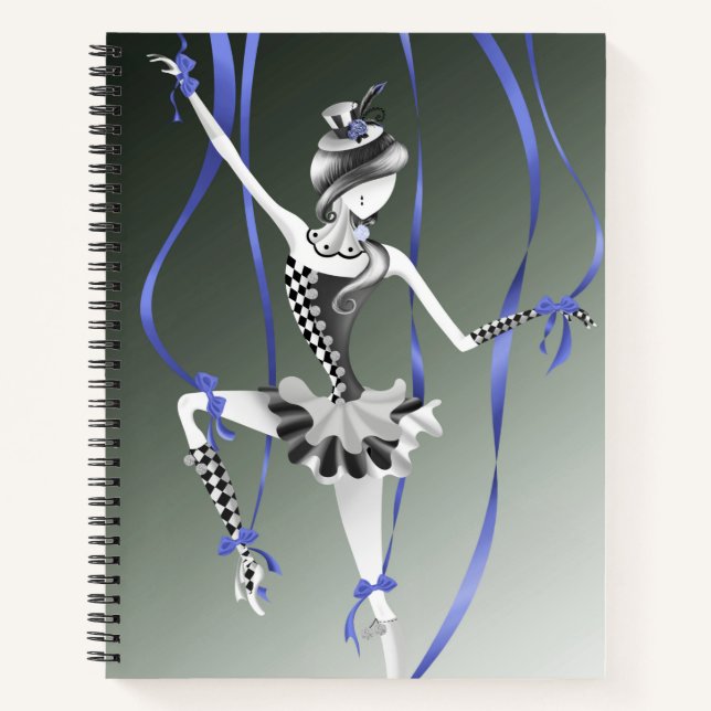 Carnet Quirky Ballerina Puppet Blue Ribbons   (Devant)