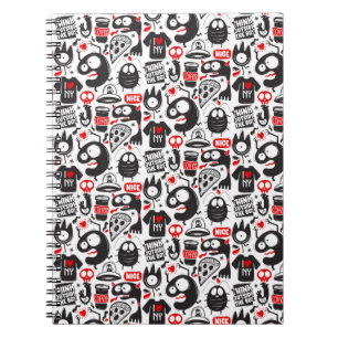 Carnet Quirky Black & Red Monster Doodles