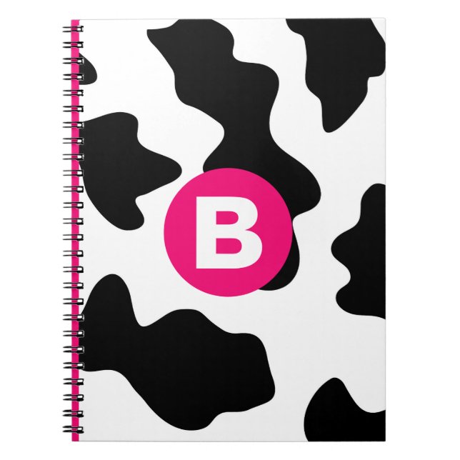 Carnet Quirky Cow Patch Pattern Pink Monogram (Devant)
