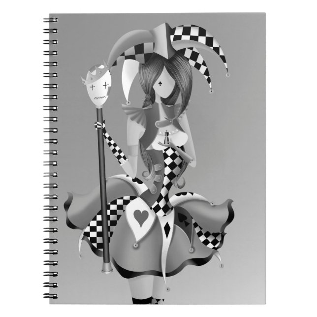 Carnet Quirky Jester et marionnettes King Grey Monochrome (Devant)