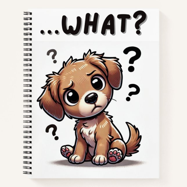 Carnet "...quoi ?" Adorable Confused Cartoon Puppy (Devant)