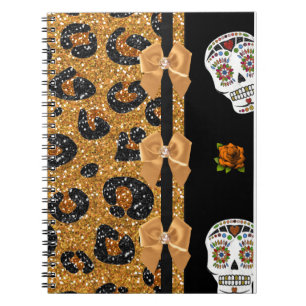 Carnet RAB Rockabilly Gold Leopard Print Sugar Skulls