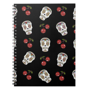 Carnet RAB Rockabilly Sugar Skulls Cherries On Black