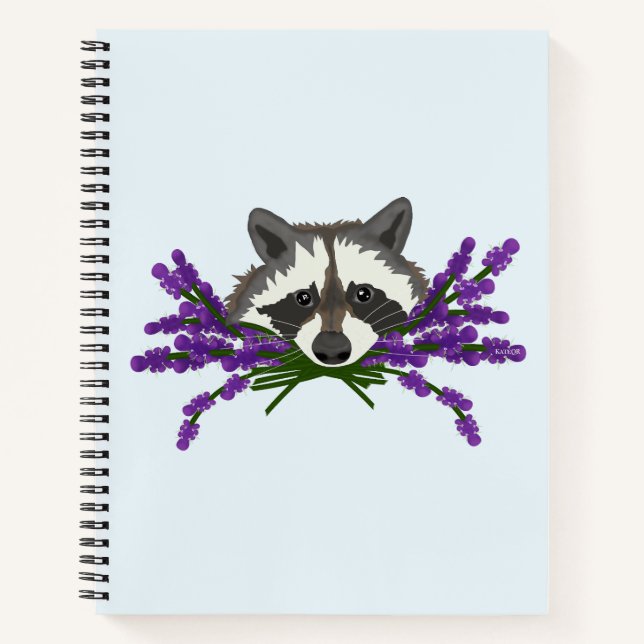 Carnet Raccoon avec lavande. (Devant)