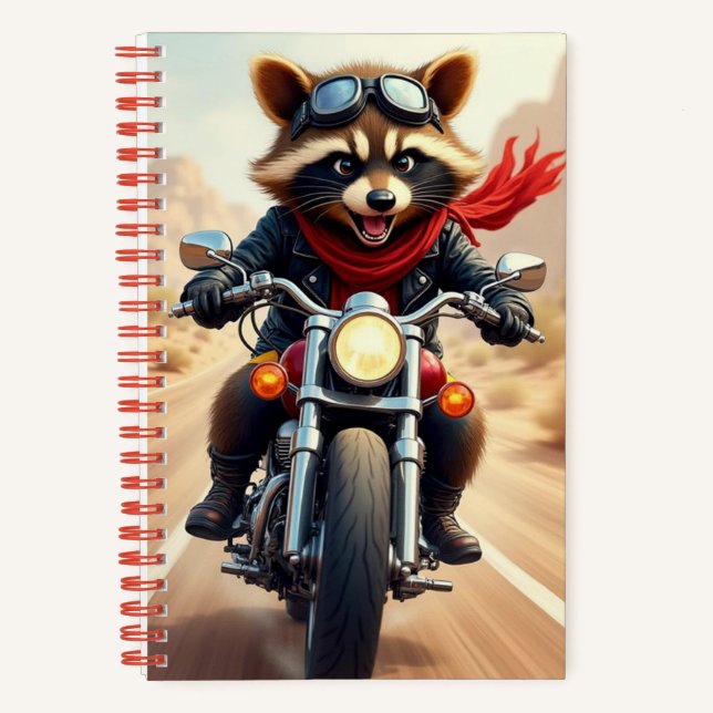 Carnet Raccoon Biker, auteur Natasha Us (Recto)