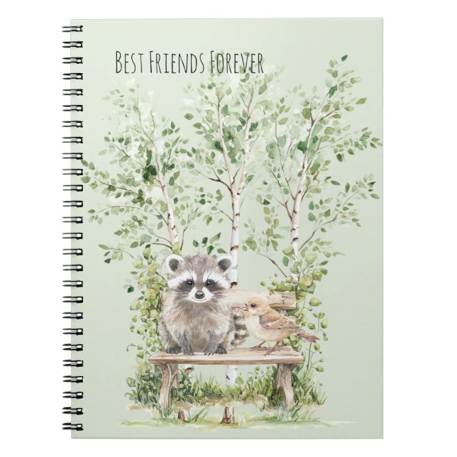 Carnet Raccoon Bird Bench Best Friends Forever Birch Tree (Devant)
