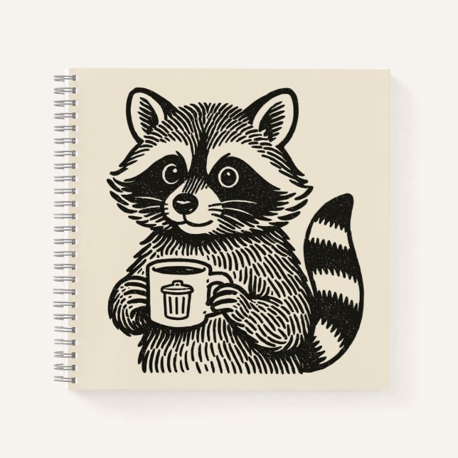 Carnet Raccoon Holding a Coffee Cup Funny Trash Panda (Devant)