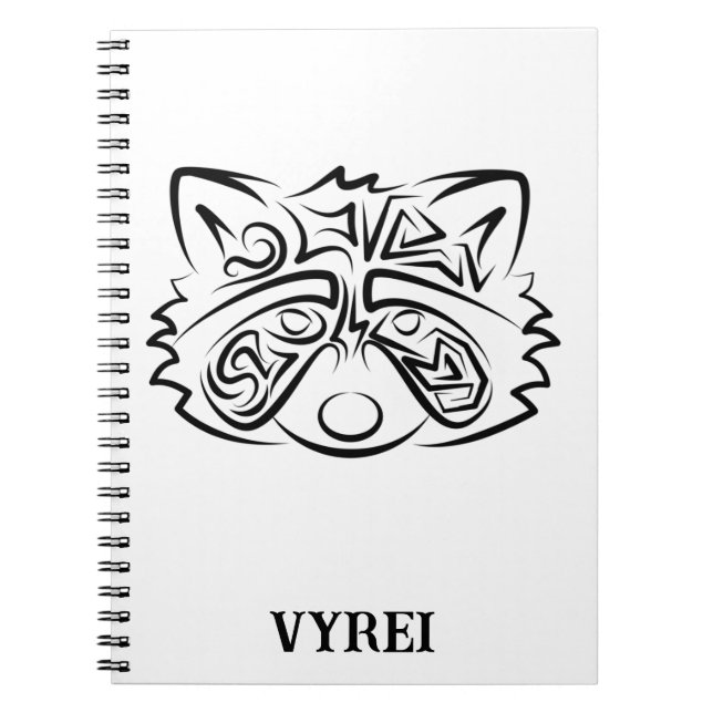 Carnet Raccoon tribal noir et blanc (Devant)
