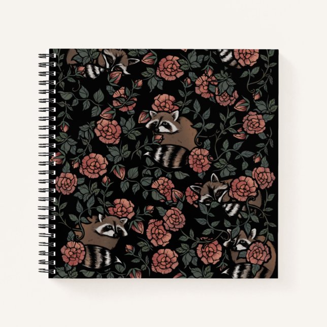 Carnet Raccoons Rose vintage Dusty (Devant)