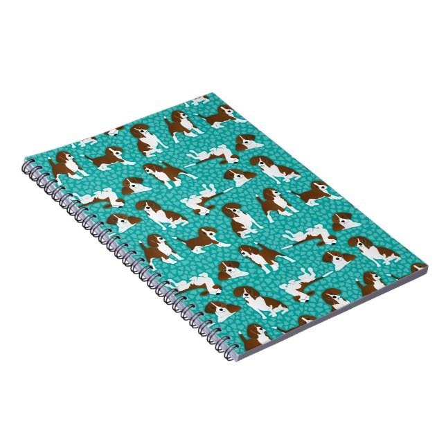 Carnet race de chien beagle - turquoise (Côté Droit)