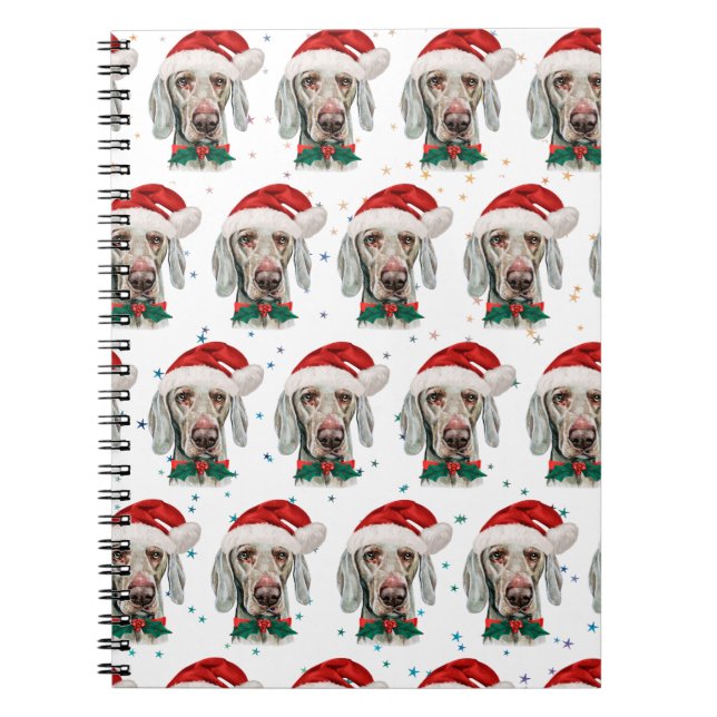 Carnet Races de chien Weimaraner Étoiles de Noël (Devant)